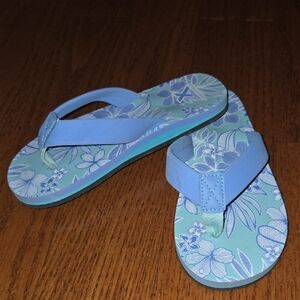 Floral Blue Flip Flops